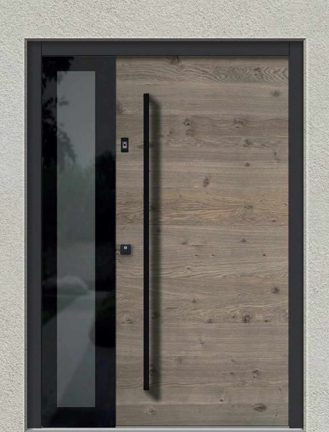 Haustüren aus Eichenholz grau