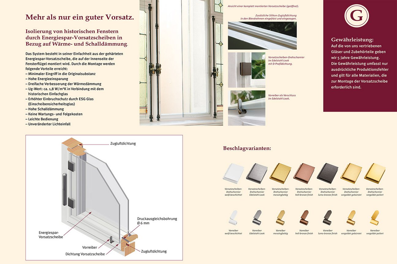 Isolierung historischer Fenster durch Energie Vorsatzscheiben
